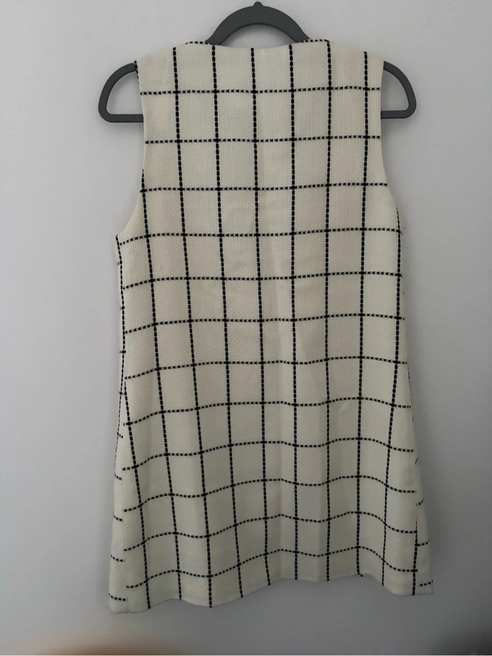 Sanctuary tweed sleevless long window pane vest size small cream/ black color - Picture 2 of 9